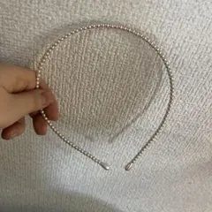 シルバー パール風ビーズ ヘアバンド