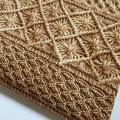 大特価‼️生地　ハギレ　マクラメボーダー柄　 オックス地　キャメル