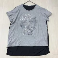 ロック パンク スカル ロング Tシャツ バイカラー フェアリーグランジ
