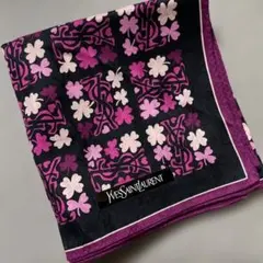 Yves Saint Laurent 大判ハンカチ クローバー柄YSLロゴのサムネイル