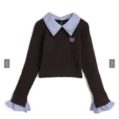 ブラウンニット セーター 襟付き Fサイズ　k9395i