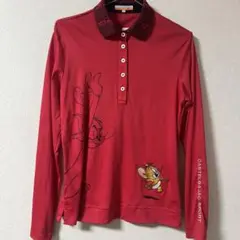 【美品】カステルバジャックスポーツ トムとジェリー 長袖ポロシャツ 赤 42 美品】カステルバジャックスポーツ トムとジェリー 長袖ポロシャツ 赤