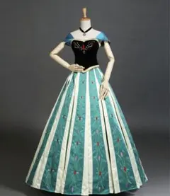 【新品】アナ雪 コスプレ衣装　ドレス ハロウィン ディズニー 戴冠式　M