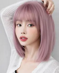 スモーキーピンク ショート ボブ ショート ナチュラル ストレート