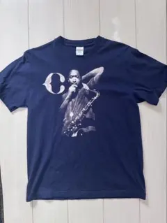 ⁠【1点物】手描きブリーチカスタム Tシャツ M ネイビー サックス　 ジャズ