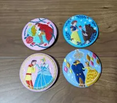 ディズニー 刺繍缶バッジ プリンセス 4点セット