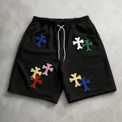マルチカラー クロス刺繍 ショートパンツ ブラックのサムネイル