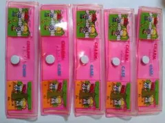 昭和レトロ　ビニールペンポーチ　ピンク　ファンシー文房具　チャームペンシルケース