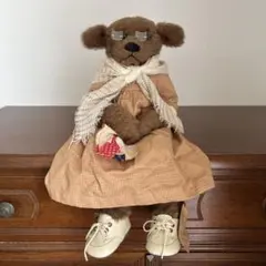 ギンガムチェックのワンピースのテディベア❁テディベア作家
