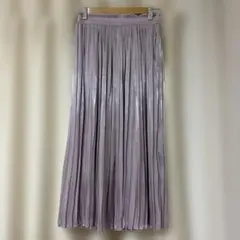 光沢プリーツロングスカート パープル