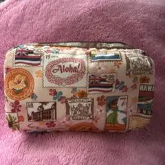 ハワイ限定　レスポ切手柄フラガールポーチ