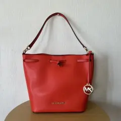 【極美品】MICHAEL KORS オレンジ バケットショルダーバッグ