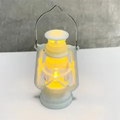 1/6サイズ　ミニチュア　レトロ　ランタン　白　LED　／キャンプ／ドールハウス