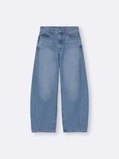 GU ジーユー バレルレッグジーンズ ブルー 65 BLUE S