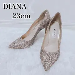 DIANA ダイアナ グリッター パンプス 23cm ポインテッドトゥ ラメ