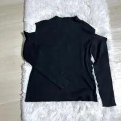 Louemeリブ編み ダークグレー 長袖 肩出しトップスFサイズ美品