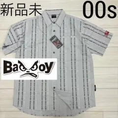 デッドストック 00s 新品未 BADBOY ロゴストライプ 袖ロゴ刺繍 シャツのサムネイル