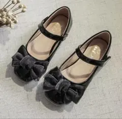 黒 リボン付き フォーマルシューズ　23.5