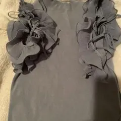 SNIDEL フリル付きグレー半袖ニット
