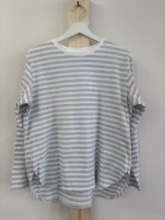 UNIQLO 長袖ボーダーTシャツ グレーLサイズ