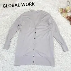 s.2064【グローバルワーク】長袖 ニット カーディガン ロング丈 薄手 M