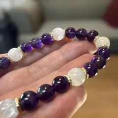 紫翠】極上14-15mm 岫玉＆ブラジル産アメジスト クンツァイト 高級 