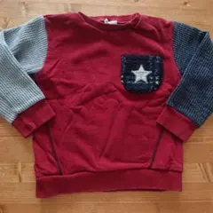 120 スラップスリップ ボアチェック柄ポケットケーブル素材袖切り替えトレーナー