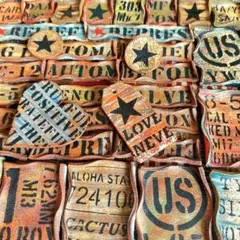 ★ごちゃまぜ★　革タグ　デニムリメイク　デニムチャーム　レザータグ　タグ