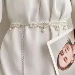 パールベルト 着物帯飾り　パールチェーン 春