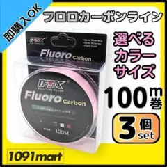 フロロカーボンライン 選べるカラーサイズ 3個 100M巻 ハイブリッドライン