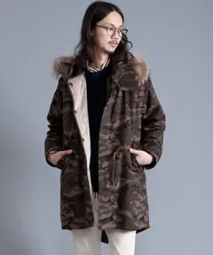 【美品】秋冬　アダムエロペ モッズコート　ファー　（出品者身長178cm）