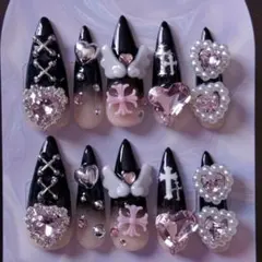 【現品】ネイルチップ 平成女児 地雷 量産 グラデーション