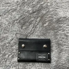 PORTER ブラック レザー カードケース スタッズ