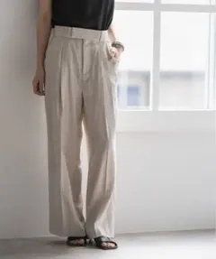新品　NOBLE　麻ストレッチスラックスパンツ