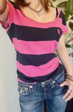 Abercrombie & Fitch アバクロ　ボーダーTシャツ　ロゴのサムネイル