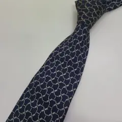 ゾ*ド様 HERMES エルメス ネクタイ 総柄 ネイビー シルク