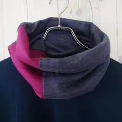 【ハンドメイド】スヌード ネックウォーマー (ブルー×マゼンダ)