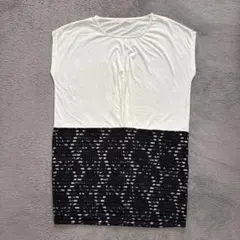 OLIVE des OLIVE バイカラー レース フレンチスリーブチュニックのサムネイル