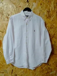 値下げRalph Lauren クラシックフィット BDホワイトシャツ 薄ピンク