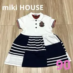 ミキハウス miki HOUSE 半袖 マリン ボーダー ポロワンピースのサムネイル