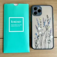 iPhone 11pro ケース カバー 花柄 韓国 ガラスフィルム付