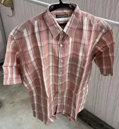 シンプルライフ　チェック柄 半袖シャツ ピンク系