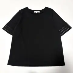 grove グローブ レーススリーブカットソー ブラック M 半袖 きれいめのサムネイル