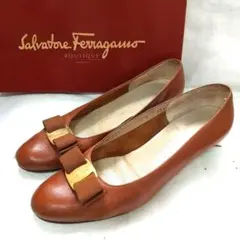 ✨美品✨Ferragamo ブラウン リボン パンプス 24cm
