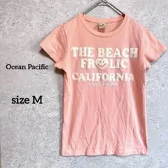オーシャンパシフィック Tシャツ 半袖 M コーラルピンク 英字刺繍 海 夏のサムネイル