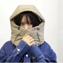 新品タグ付 バラクラバ 防寒 フードマフラー アウトドア ネックマフラー モカ