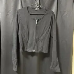 GU フロントジップ リブセーター（長袖）ブラック XLサイズ