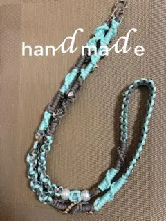 ☆ハンドメイド☆ショルダーストラップ☆グレー＆ミントグリーン☆