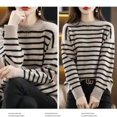 セーター キャラメル×黒