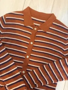 FREAK'S STORE マルチボーダーポロニットカーディガン